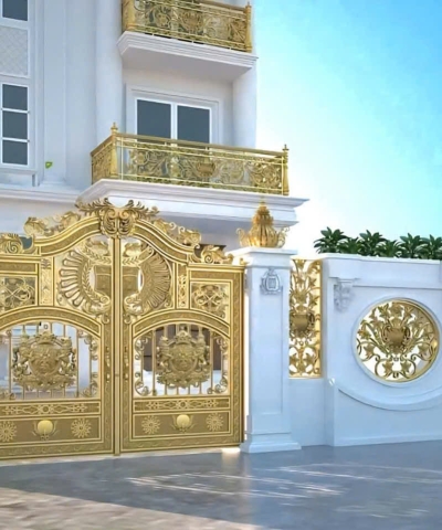 Mẫu cổng đúc nhôm cao cấp 08